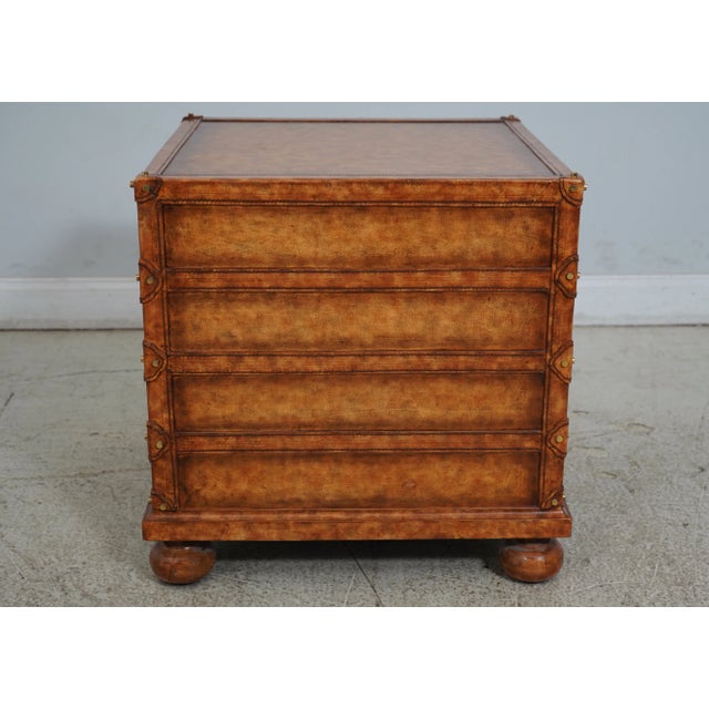 Maitland Smith Leather Luggage Chest Chiffonier For Sale - Image 11 of 12