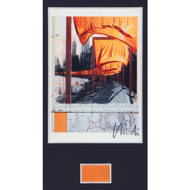 Art card (offset lithograph on gloss paper) hand signed by Christo Javacheff from "The Gates" installation project in New...