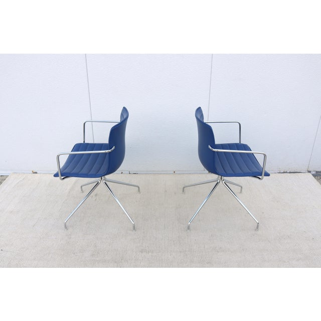 Blue Italian Modernism Lievore Altherr Molina for Arper Catifa Swivel Chairs - A Pair For Sale - Image 8 of 18