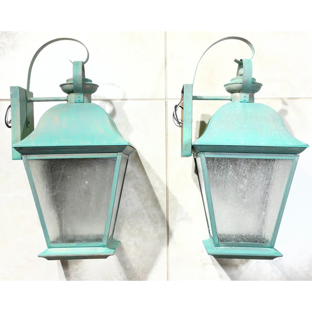 Pair of Vintage Solid Brass Wall Lanterns - Timeless Elegance for Your Home For Sale - Image 10 of 18