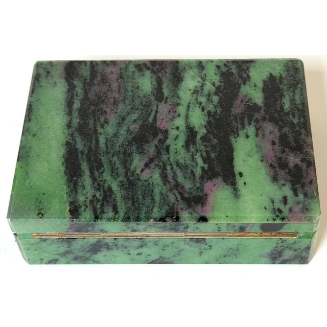 Italian Green & Plum Specimen Marble Box, Alabaster Interior, Florence, 1970s For Sale - Image 11 of 15