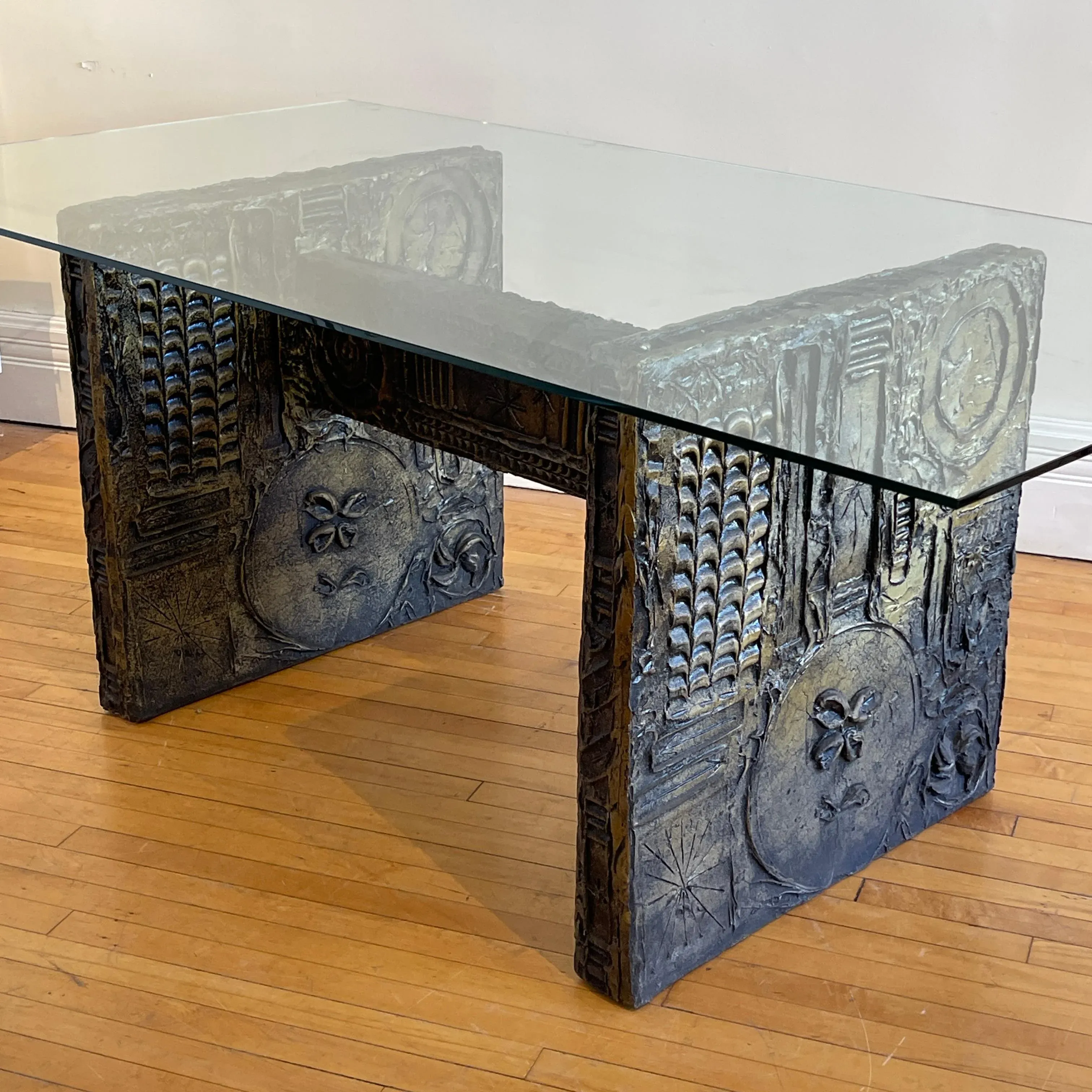 Brutalist Glass Top Dining Table - Manner of Adrian Pearsall