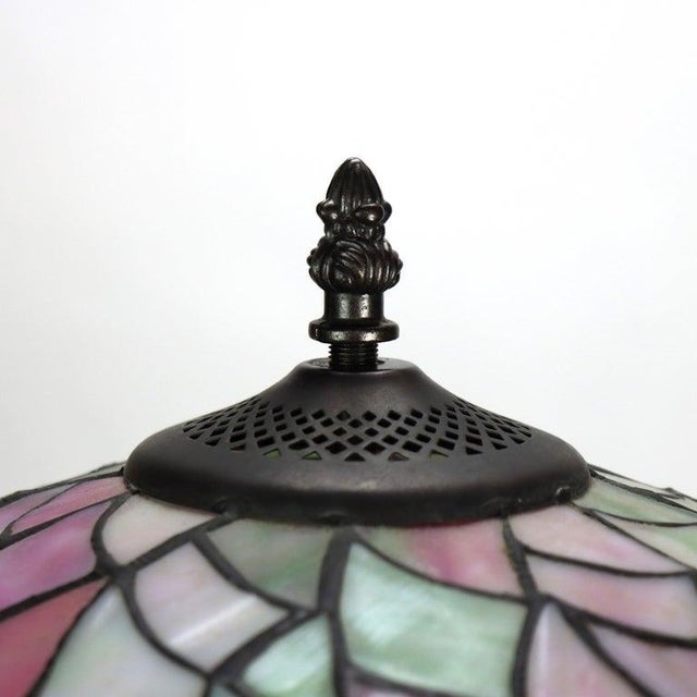 Late 20th Century Arts & Crafts Leaded Stained Glass Table Lamp For Sale - Image 10 of 14