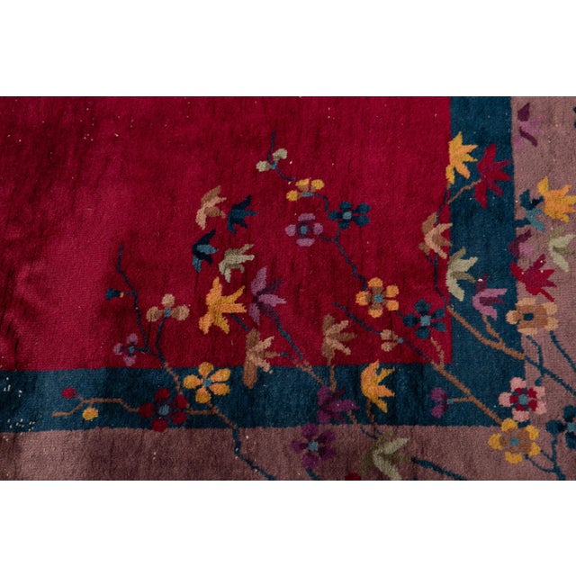 Textile Vintage Chinese Art Deco Wool Rug 9 Ft 11 in X 13 Ft 6 In. For Sale - Image 7 of 12