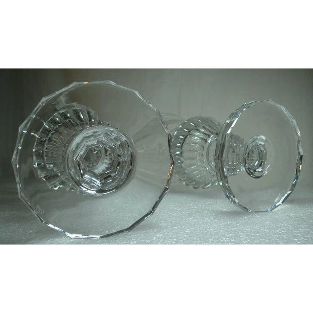 Transparent Varga 12" H Crystal 'Springtime' Footed Vases' - a Pair For Sale - Image 8 of 11