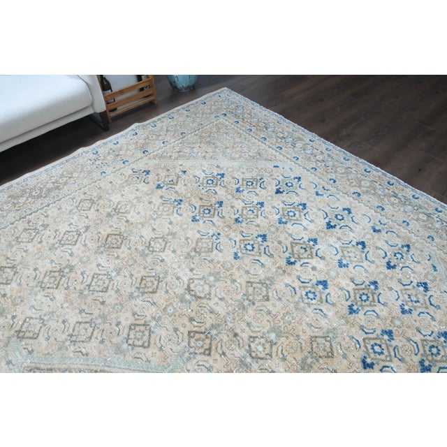 1960s 1960s Vintage Persian Handmade Wool Cotton Beige Area Rug For Sale - Image 5 of 11