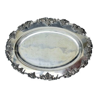Vintage Silverplate Grape & Vine Serving Platter For Sale