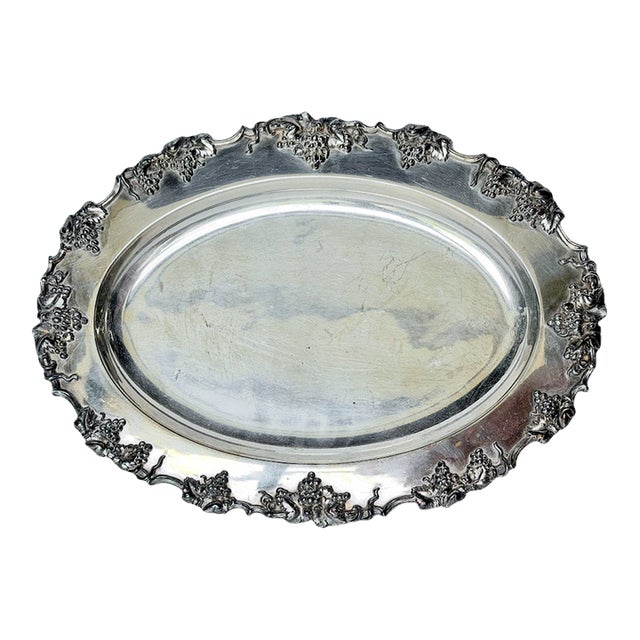 Vintage Silverplate Grape & Vine Serving Platter For Sale