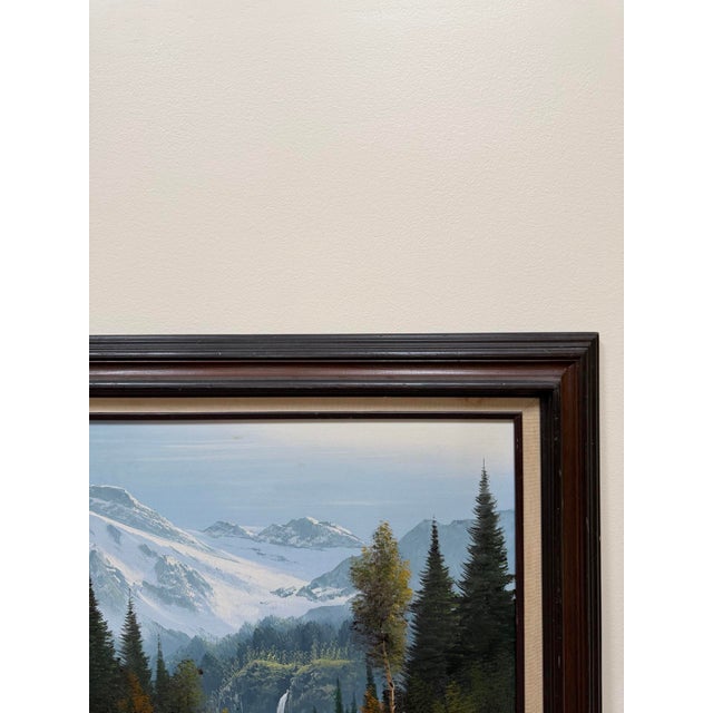 1970s Signed Mountain Landscape Oil Painting For Sale - Image 12 of 18