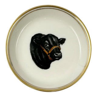 Vintage Abercrombie & Fitch Frank Vosmansky Angus Bull Porcelain Coaster Dish For Sale