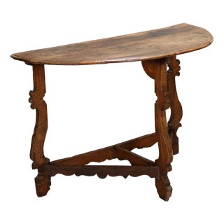 Baroque Demi Lune Console Table in Walnut For Sale