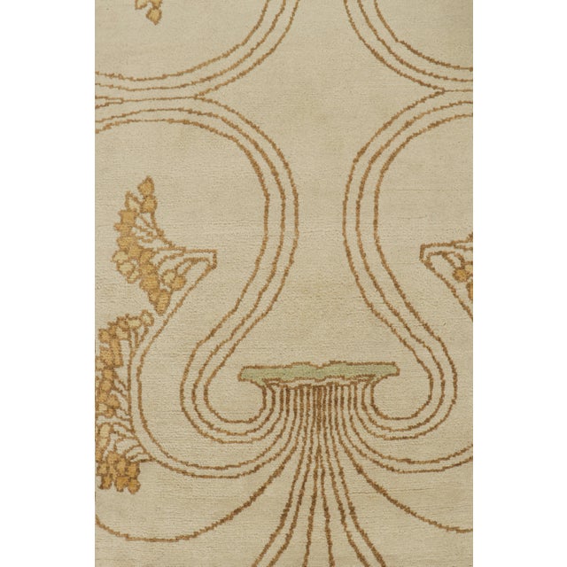 Rug & Kilim’s French Style Art Deco rug in Cream & Gold Geometric Patterns - 12x18 For Sale In New York - Image 6 of 7