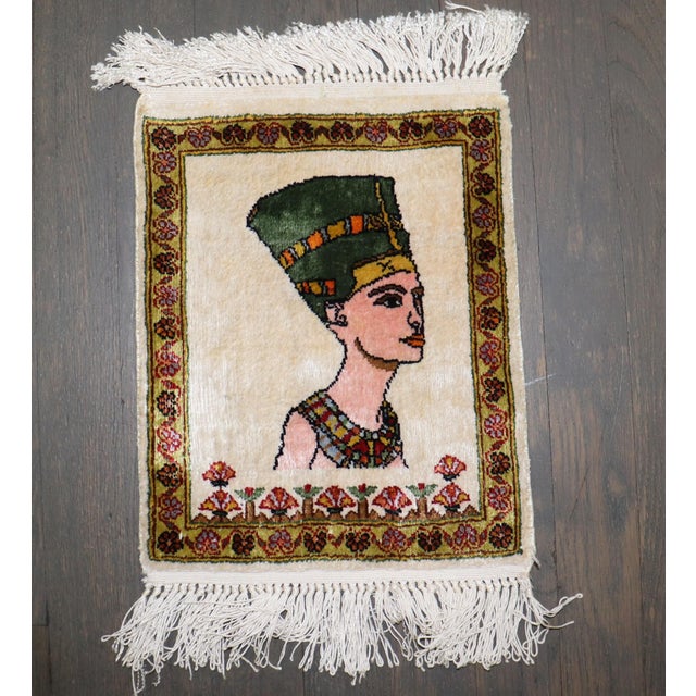 A late 20th century all silk egyptian pictorial Mini Rug