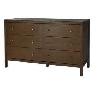 Mendel 60 in. W Rectangular Wood 6 Drawer Dresser, Walnut For Sale