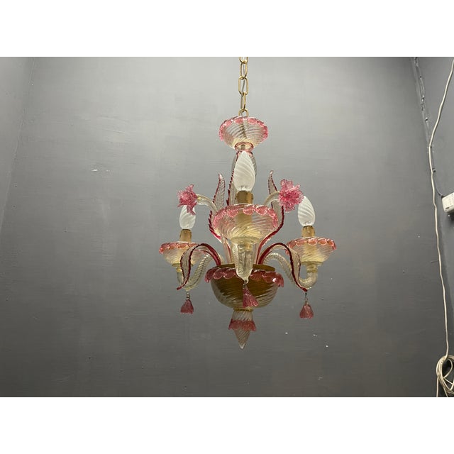 Venetian Pink Murano Glass Chandeliers, 1960s, Set of 2 For Sale - Image 10 of 13