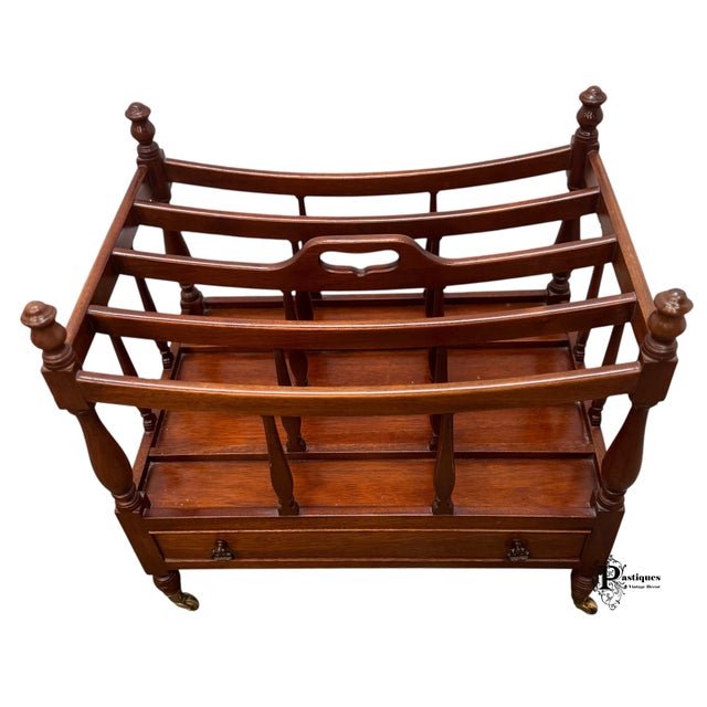 Thomas Chippendale Vintage Biggs Furniture Chippendale Style Mahogany Magazine Rack For Sale - Image 4 of 10