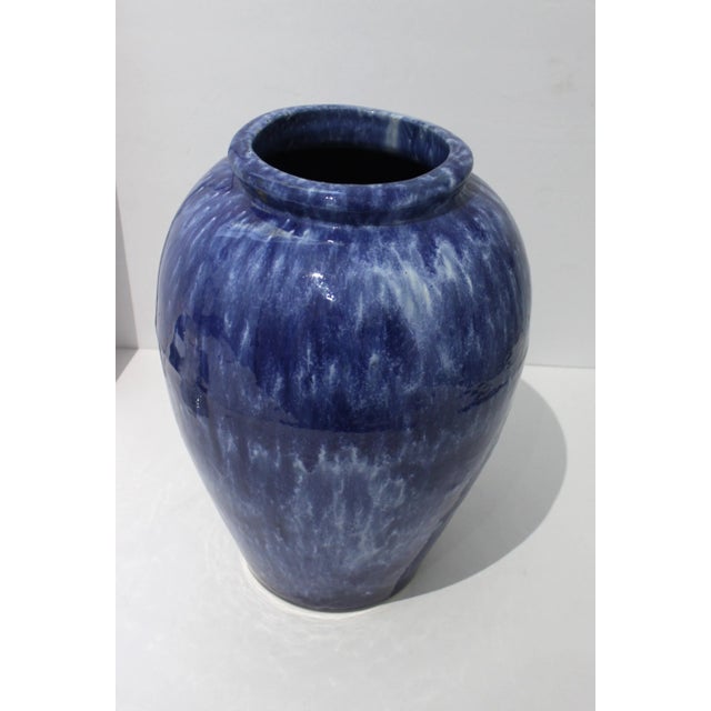 Italian Artisan Mottled Blue Urn For Sale In Miami - Image 6 of 10