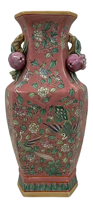 19th Century Antique Chinese Famille Rose Vase With Mark