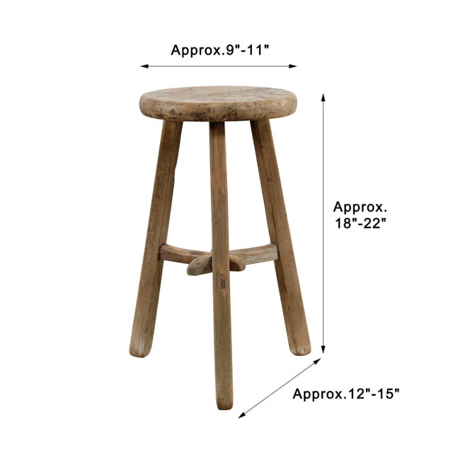 Rustic Mid-Century Vintage Natural Wood Round Low Stool For Sale - Image 3 of 5