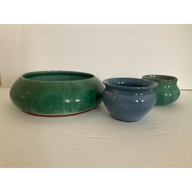 Arts & Crafts Set of Three Studio Pottery Arts and Crafts Bowls For Sale - Image 3 of 12