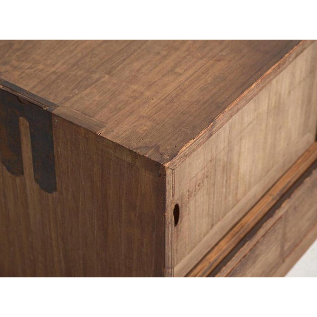 Low Antique Tansu Cabinet with Sliding Doors For Sale - Image 5 of 14