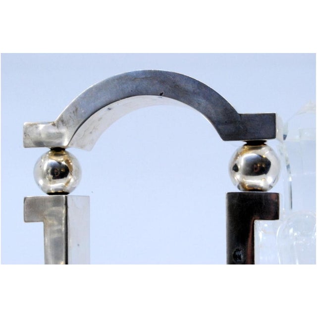 Modernist Silver-Framed and Cut Glass Cruet Set, Set of 3 For Sale - Image 6 of 11