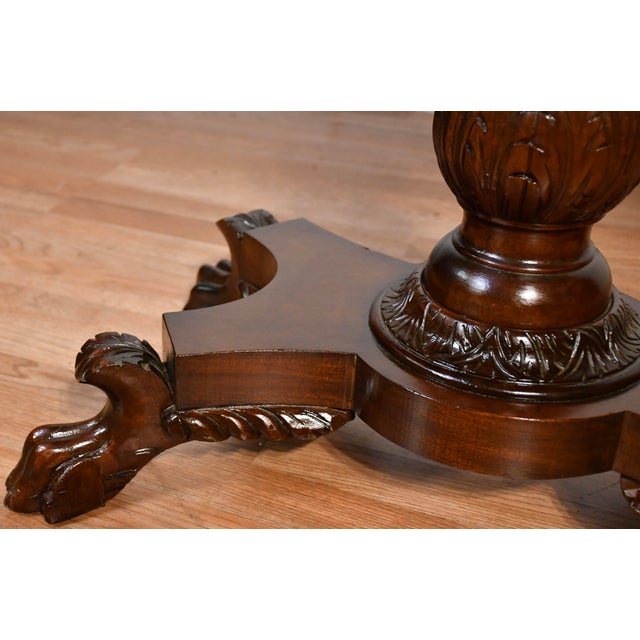 1910s Antique American Empire Solid Mahogany Flip-Top Game Table / Console Table For Sale - Image 4 of 18