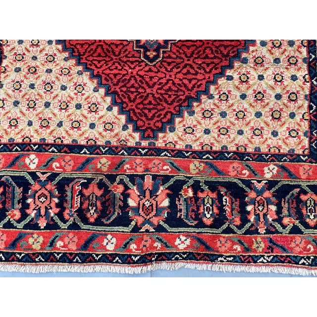 Rust Persian Senneh Herati Medallion Hand-Knotted Wool Rug - 4'2" X 6'7" For Sale - Image 6 of 14