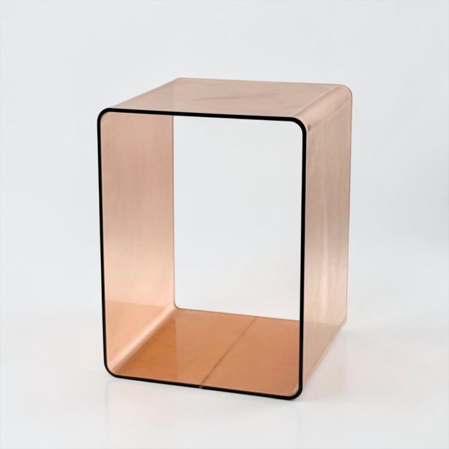 Smoked Acrylic Glass Cube Side Table, France, 1970s For Sale - Image 3 of 12
