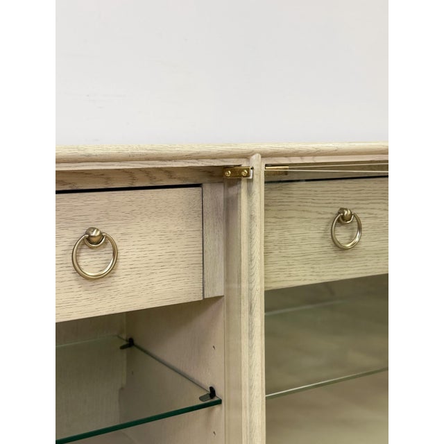 Gray Modern American Drew Corsica Painted Gray Console Credenza Glass Doors Coastal For Sale - Image 8 of 18