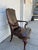 Queen Anne Vintage Hickory Chair Leather Library Armchair | English Georgian Queen Anne Style Accent Chair For Sale - Image 3 of 12