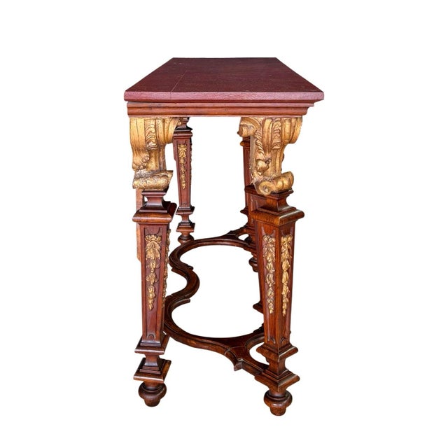 18th Century Italian Baroque Revival Giltwood and Oak Console Table, 18th Century and Earlier For Sale - Image 5 of 13