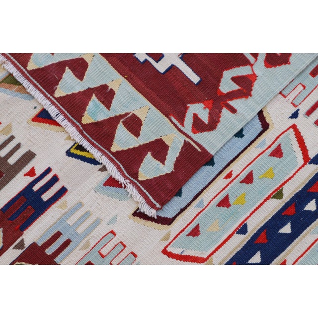 1980s Rustic Burgundy Oushak Kilim Rug For Sale - Image 10 of 11
