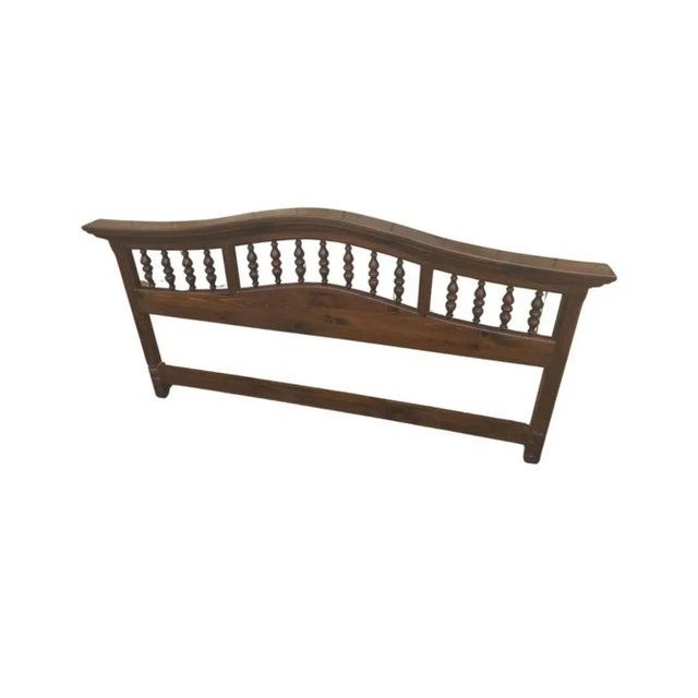 Mid-20th Century Antiqued Pine King Size Arched Top Headboard For Sale - Image 4 of 9