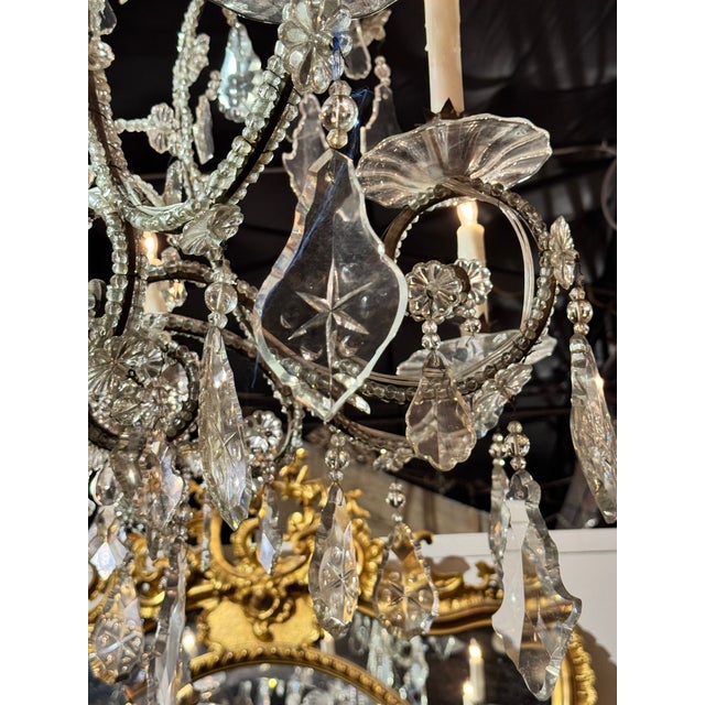 Large Italian Beaded Crystal Chandelier For Sale - Image 9 of 10