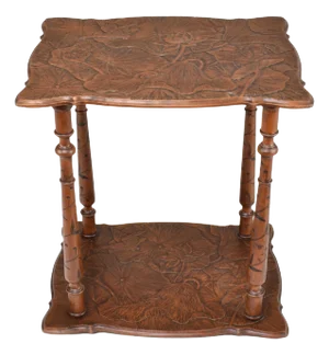1900's Japanese Sculpted Wooden Tea Table