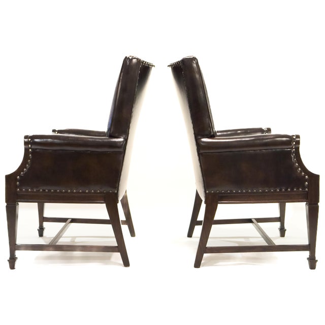 Romweber Pair, Hand-Carved Romweber Leather Chairs Made in the Usa For Sale - Image 4 of 10