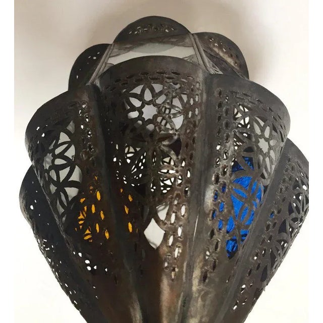 Moroccan Lantern Handcrafted Moorish Pendant Glass For Sale In Palm Springs - Image 6 of 11