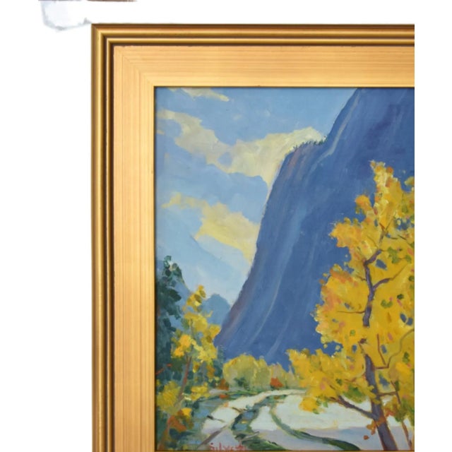 Silvio Silvestri, Listed Artists Mountain Landscape Oil Painting Including the Antiqued Gold Frame For Sale - Image 4 of 12