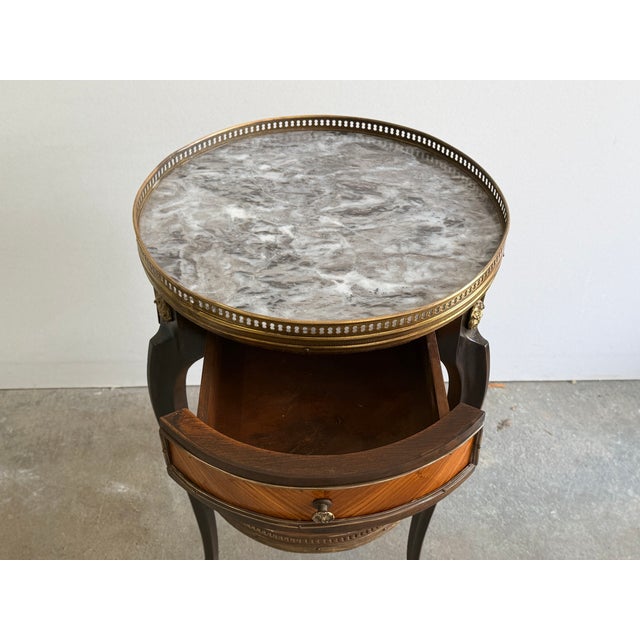 Late 19th Century Louis XVI Style Mahogany and Marble Top Bouillotte Table, 19th Century For Sale - Image 5 of 13