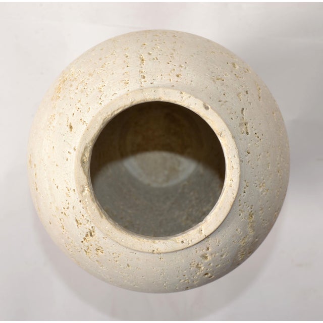 1970s Fratelli Manelli Style Venetia Classic Travertine Stone Cone Vase Raymor Italy For Sale - Image 9 of 12
