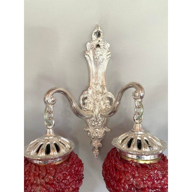 Silver 1980 French Louis XVI Silver Bronze Wall Lamps/ Sconces - Pair 2 PCS For Sale - Image 8 of 12