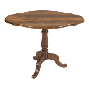 Antique French Turtle Top Pedestal Walnut End Table or Hall Table