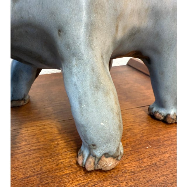 1980s Whimsical Hand Thrown Glazed Pottery Elephant For Sale - Image 16 of 18