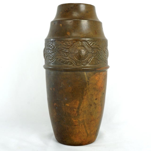 Large German Art Nouveau Jugendstil Copper Vase With Tin Liner 1920's For Sale - Image 4 of 10