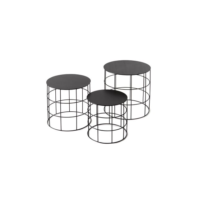 Set of 'Reton' cylindrical coffee tables by Antonino Sciortino for Atipico. The 3 pieces are of different sizes: 30xh30cm...