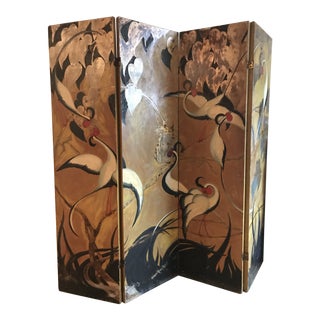 Vintage Decorative 4 Panel Screen For Sale