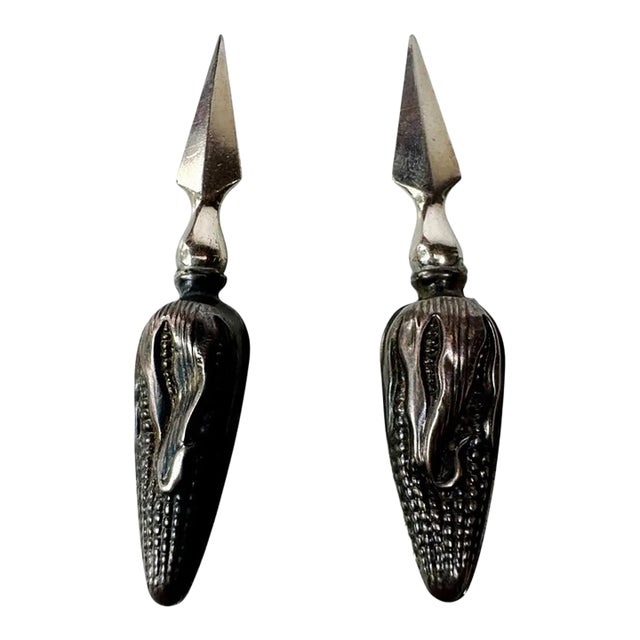 Vintage Sterling Silver-Handled Corn on the Cob Holders - Pair For Sale