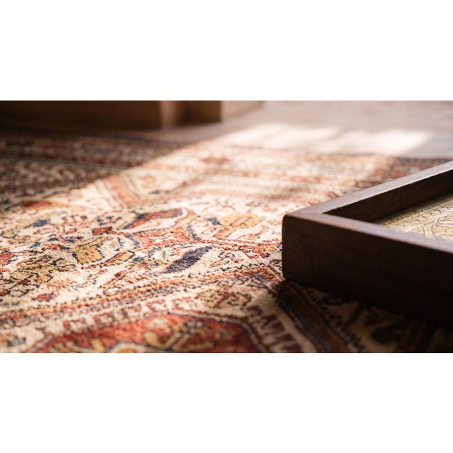 Textile Striking White Ivory Color With Special Medallions Design Antique Persial Tribal Khamse Rug For Sale - Image 7 of 8