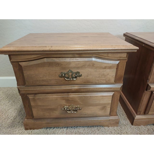 Mid-Century Bedroom Set: Pair (2) Tall Dressers Chest of Drawers and Pair (2) End Tables For Sale - Image 11 of 17